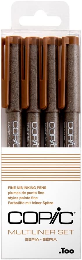 251119173646573_1 Copic Markers Multiliner Sepia Pigment Based Ink, 4-Piece Set - Image 1